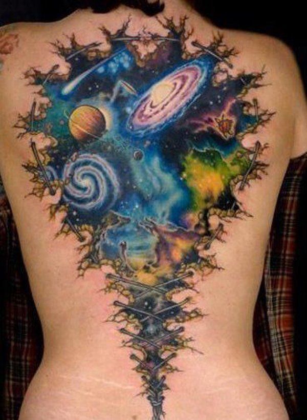 Tatouage sur le thème de l'espace